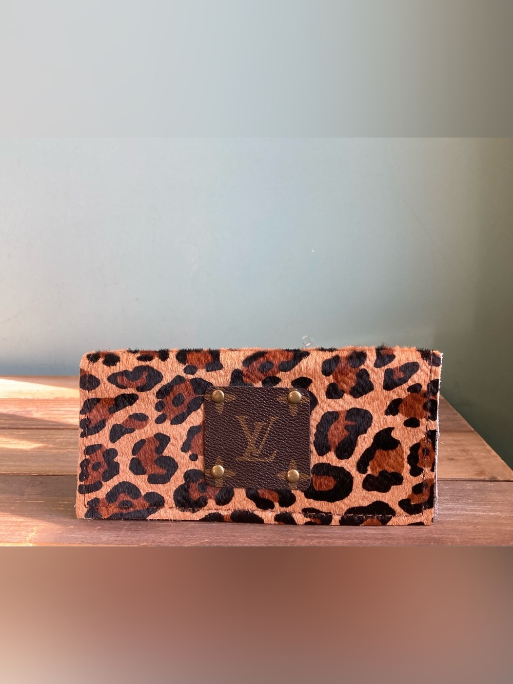 Handcrafted Upcycled Louis Vuitton Leather Leopard Wallet